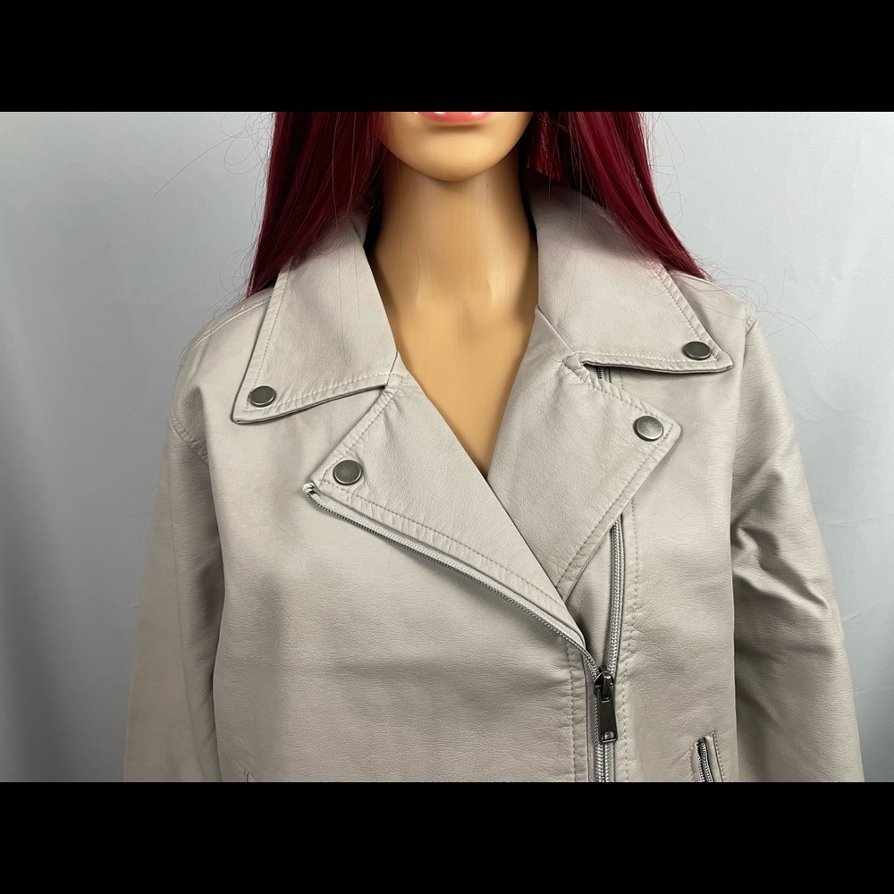 Juniors' Faux-Leather Moto Jacket, - Picture 4 of 9